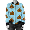 Poop Emoji Pattern Print Design A03 Women's Bomber Jacket