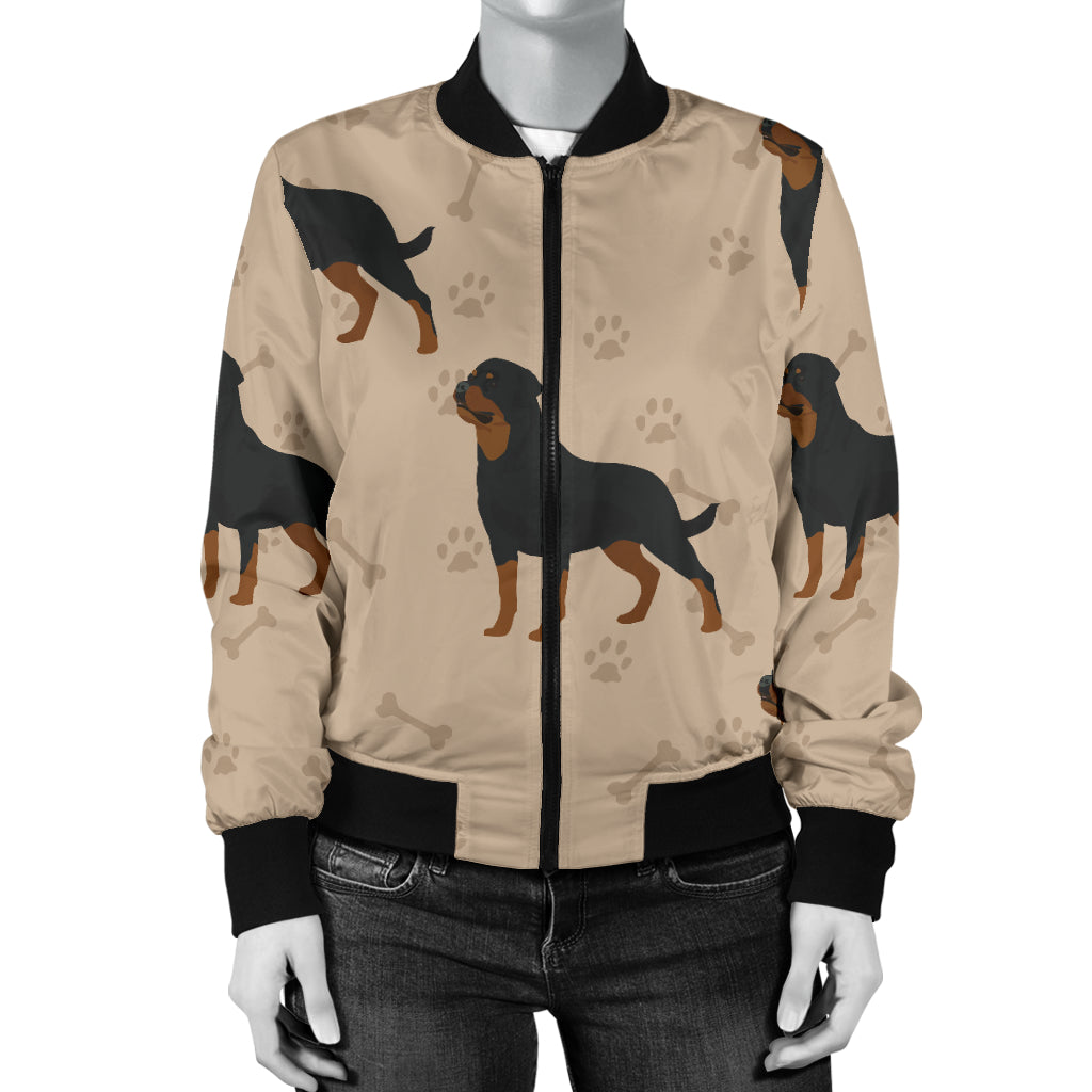 Rottweiler Pattern Print Design A01 Women's Bomber Jacket