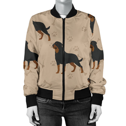 Rottweiler Pattern Print Design A01 Women's Bomber Jacket