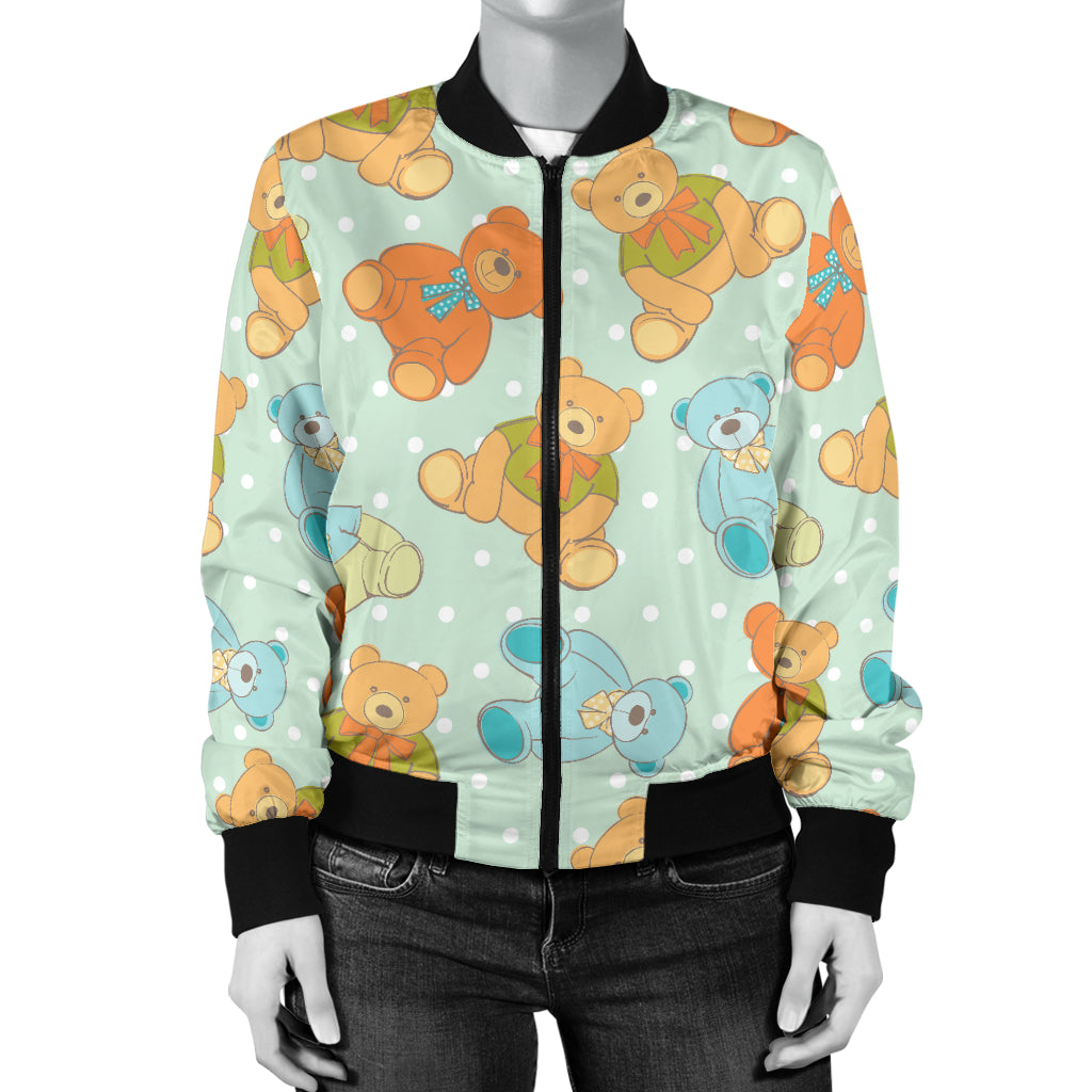 Bear Pattern Print Design 02 Women's Bomber Jacket