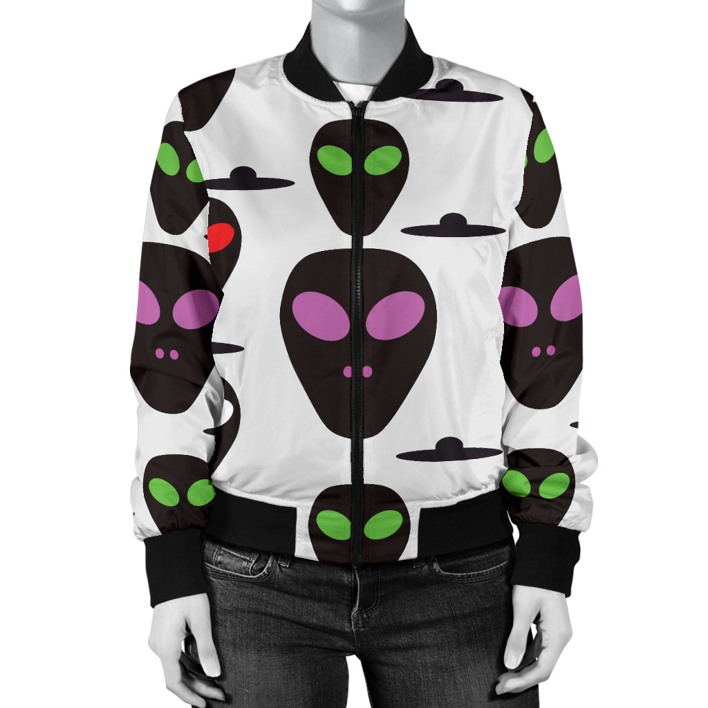 Alien Pattern Print Design 06 Women's Bomber Jacket