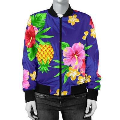 Hawaiian Themed Pattern Print Design H05 Women Bomber Jacket