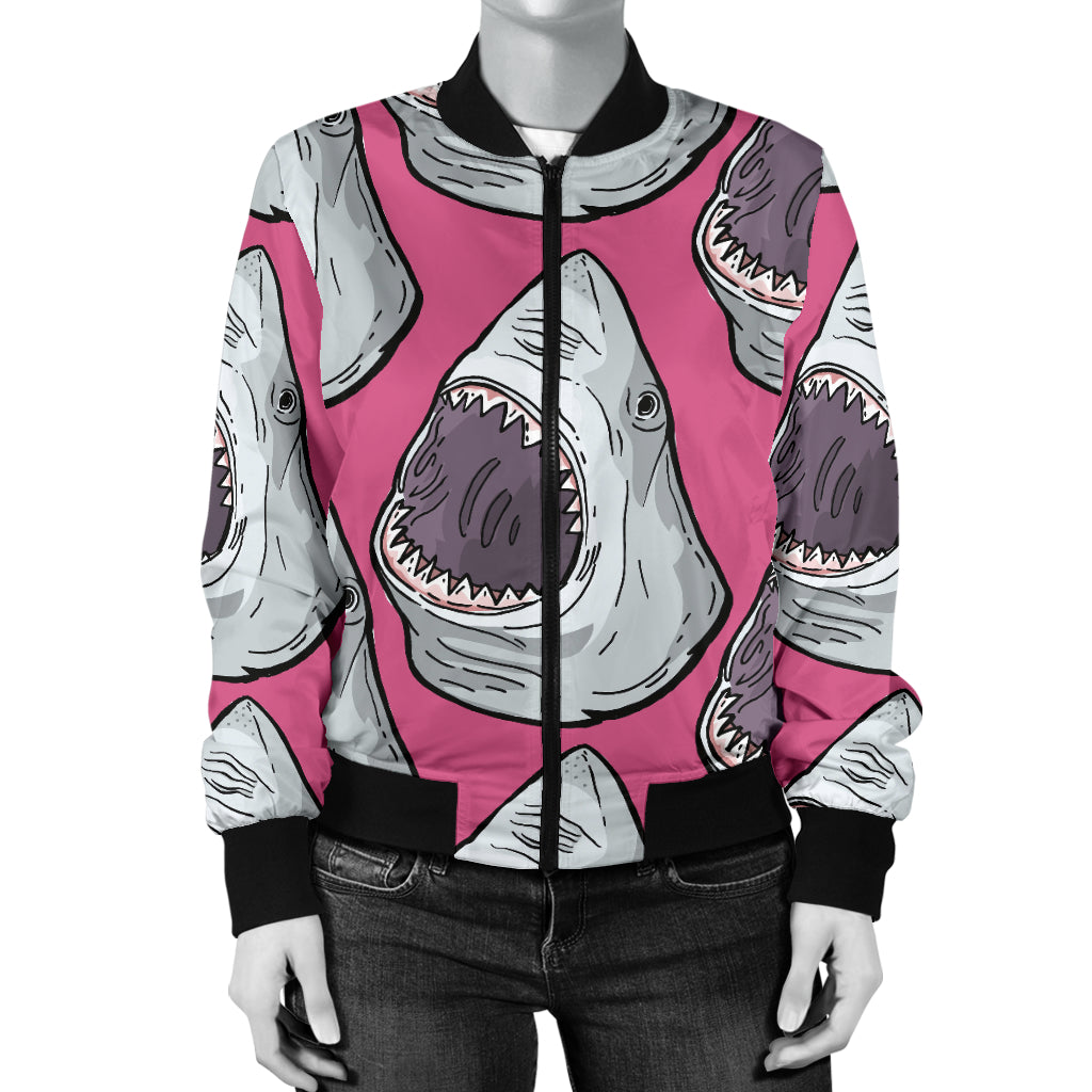 Great White Shark Pattern Print Design 01 Women's Bomber Jacket
