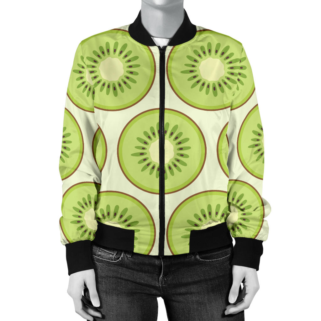 Kiwi Pattern Print Design KW02 Women Bomber Jacket