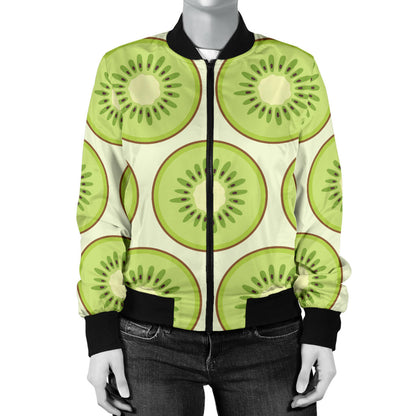 Kiwi Pattern Print Design KW02 Women Bomber Jacket