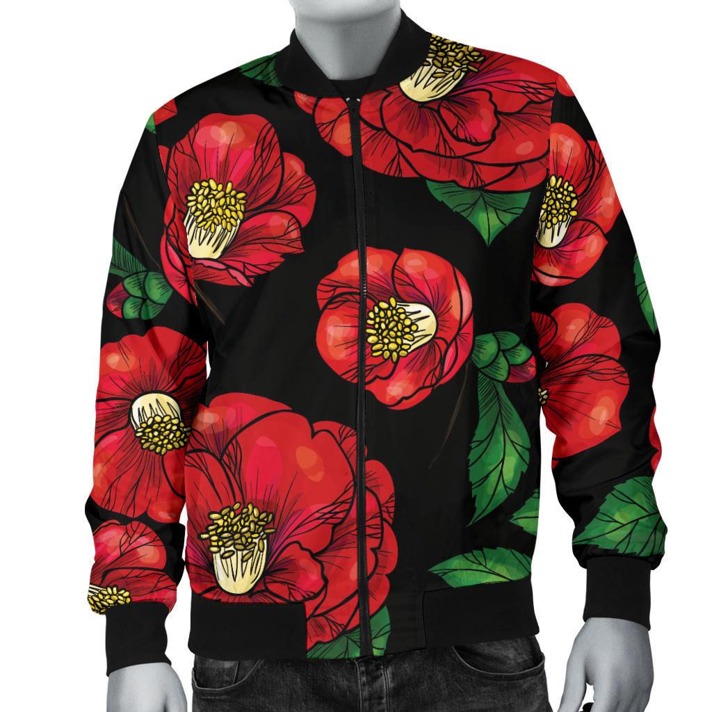 Camellia Pattern Print Design CM07 Men Bomber Jacket