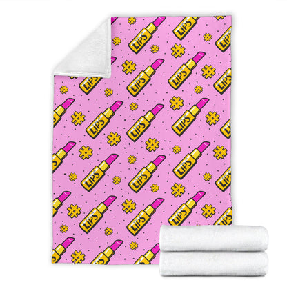 Lipstick Pattern Print Design LT03 Fleece Blanket