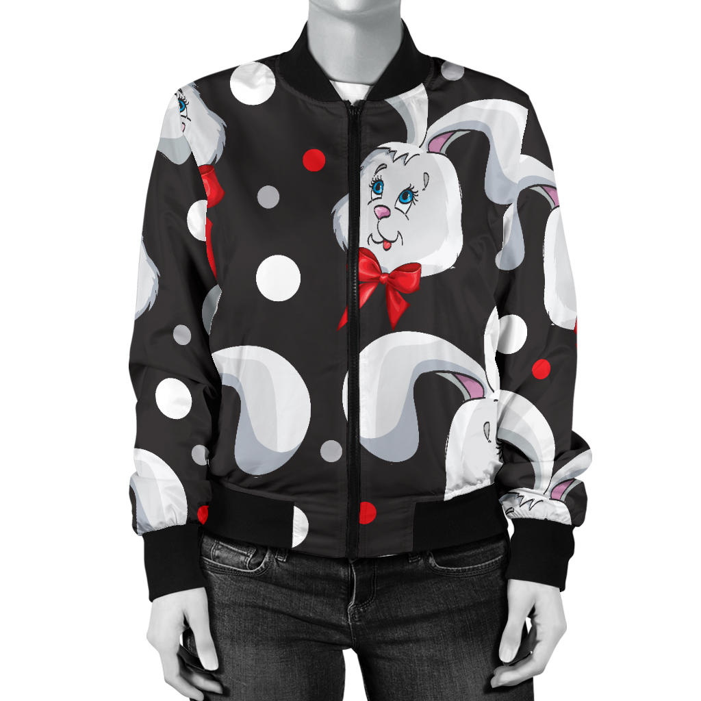 Rabbit Pattern Print Design RB012 Women Bomber Jacket