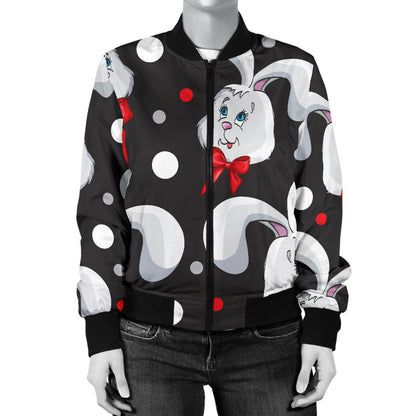 Rabbit Pattern Print Design RB012 Women Bomber Jacket