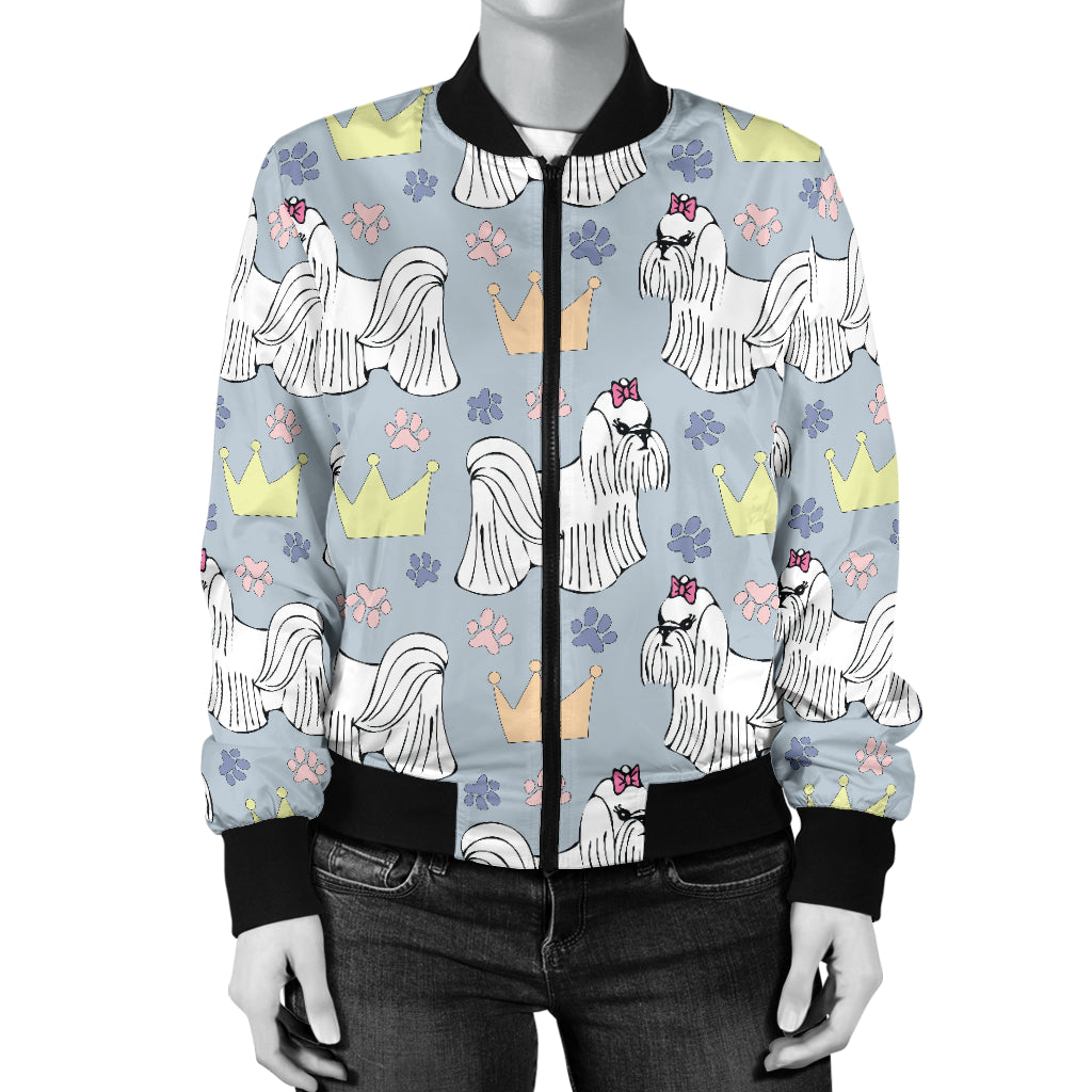 Maltese Pattern Print Design 04 Women's Bomber Jacket