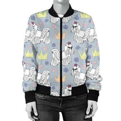 Maltese Pattern Print Design 04 Women's Bomber Jacket