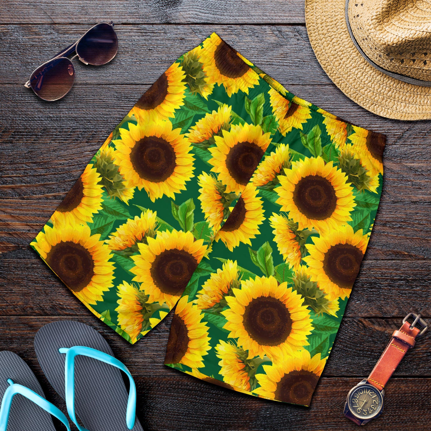 Sunflower Pattern Print Design SF02 Mens Shorts