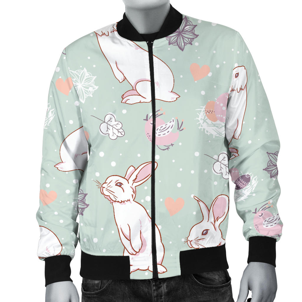Rabbit Pattern Print Design RB011 Men Bomber Jacket