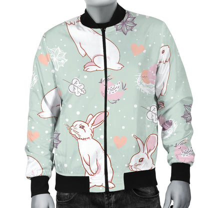 Rabbit Pattern Print Design RB011 Men Bomber Jacket