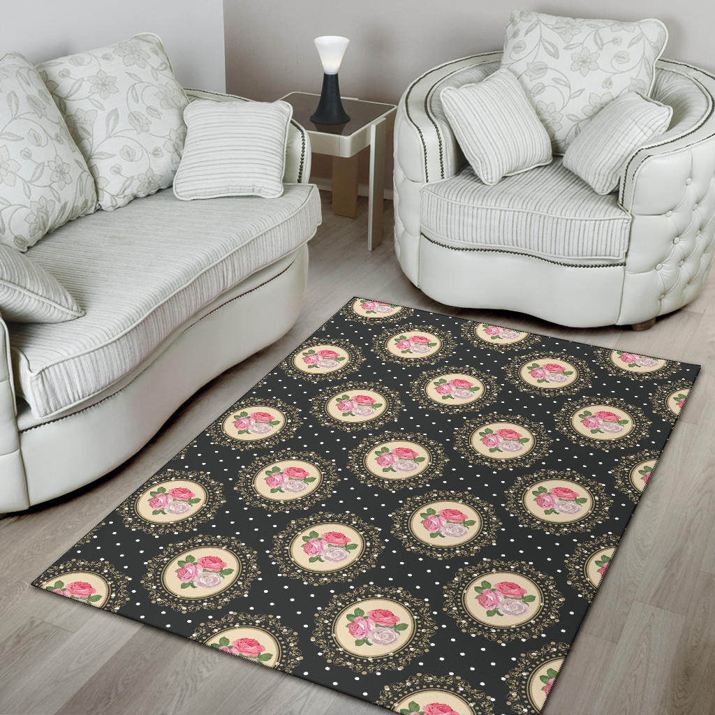 Rose Pattern Print Design RO015 Area Rugs