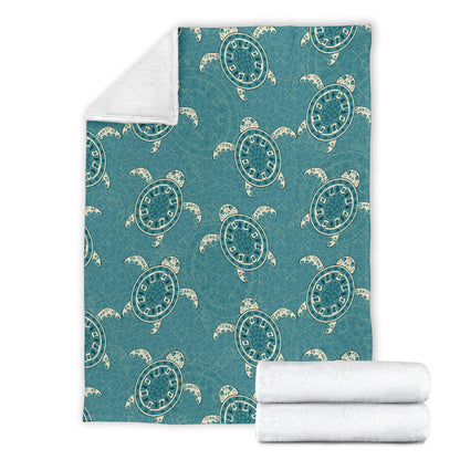 Sea Turtle Pattern Print Design T02 Fleece Blanket