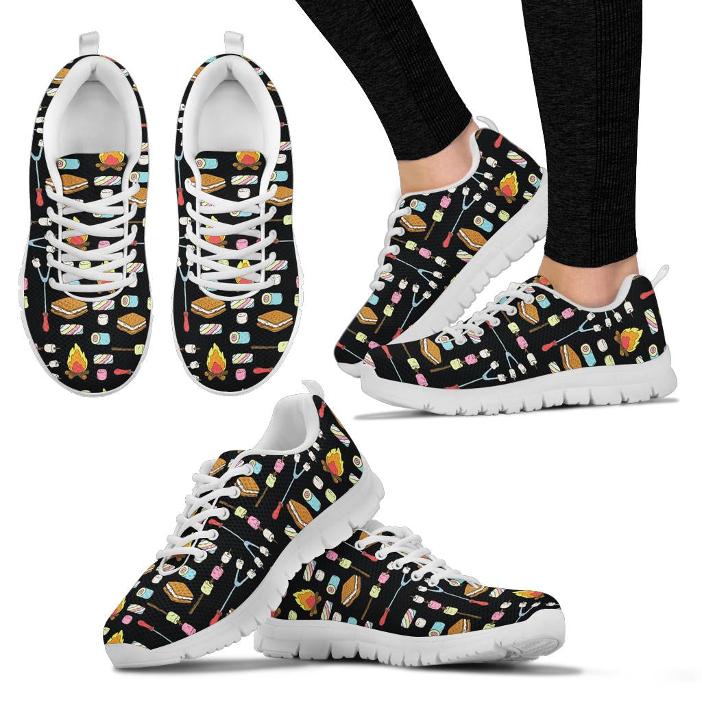 Camping Campfire Marshmallows Sneakers White Bottom Shoes