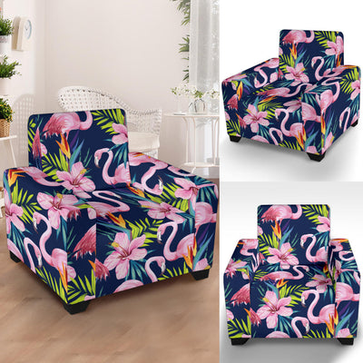 Flamingo Hibiscus Print Armchair Slipcover