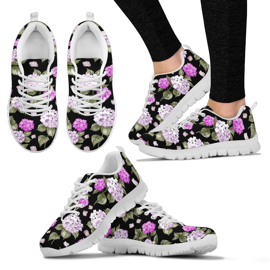 Hydrangea Pattern Print Design HD011 Sneakers White Bottom Shoes