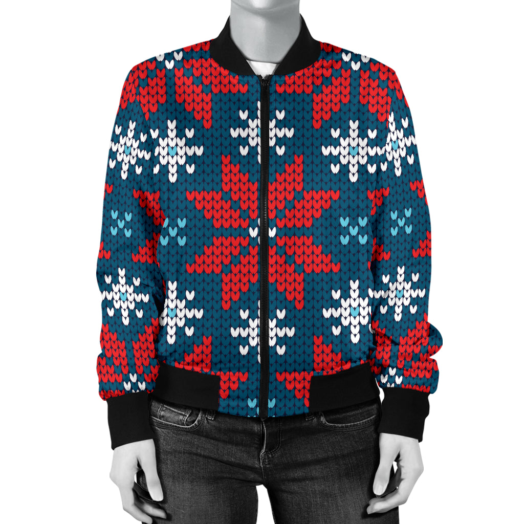 Poinsettia Pattern Print Design A02 Women's Bomber Jacket