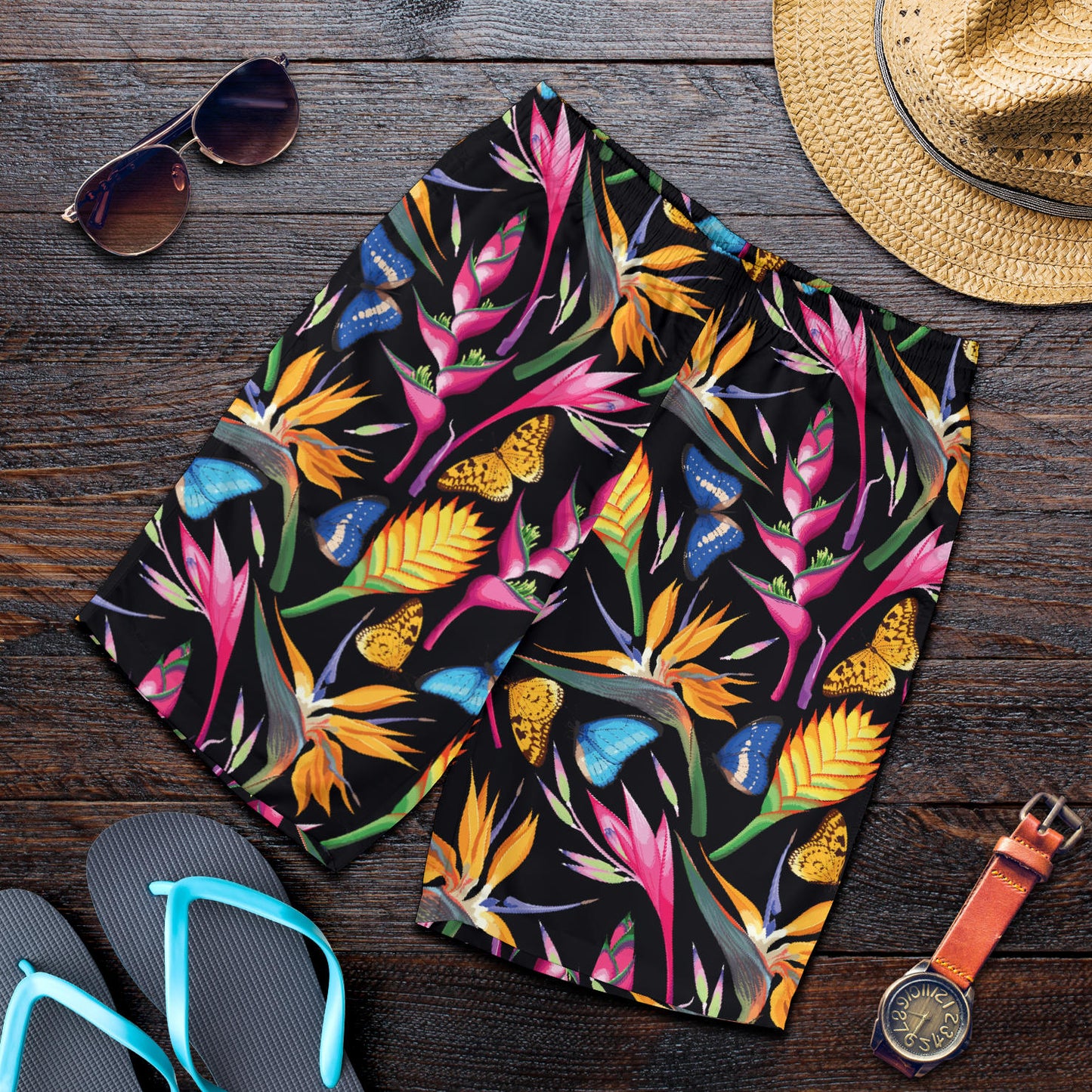 Tropical Flower Pattern Print Design TF016 Mens Shorts