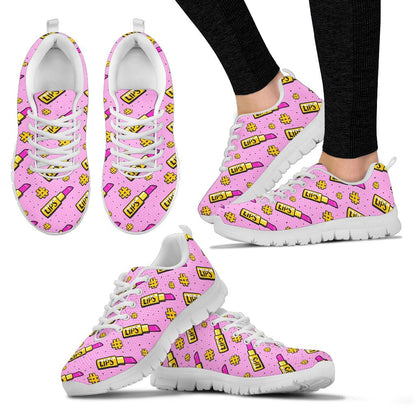 Lipstick Pattern Print Design LT03 Sneakers White Bottom Shoes