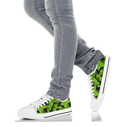 Banana Leaf Pattern Print Design BL06 White Bottom Low Top Shoes