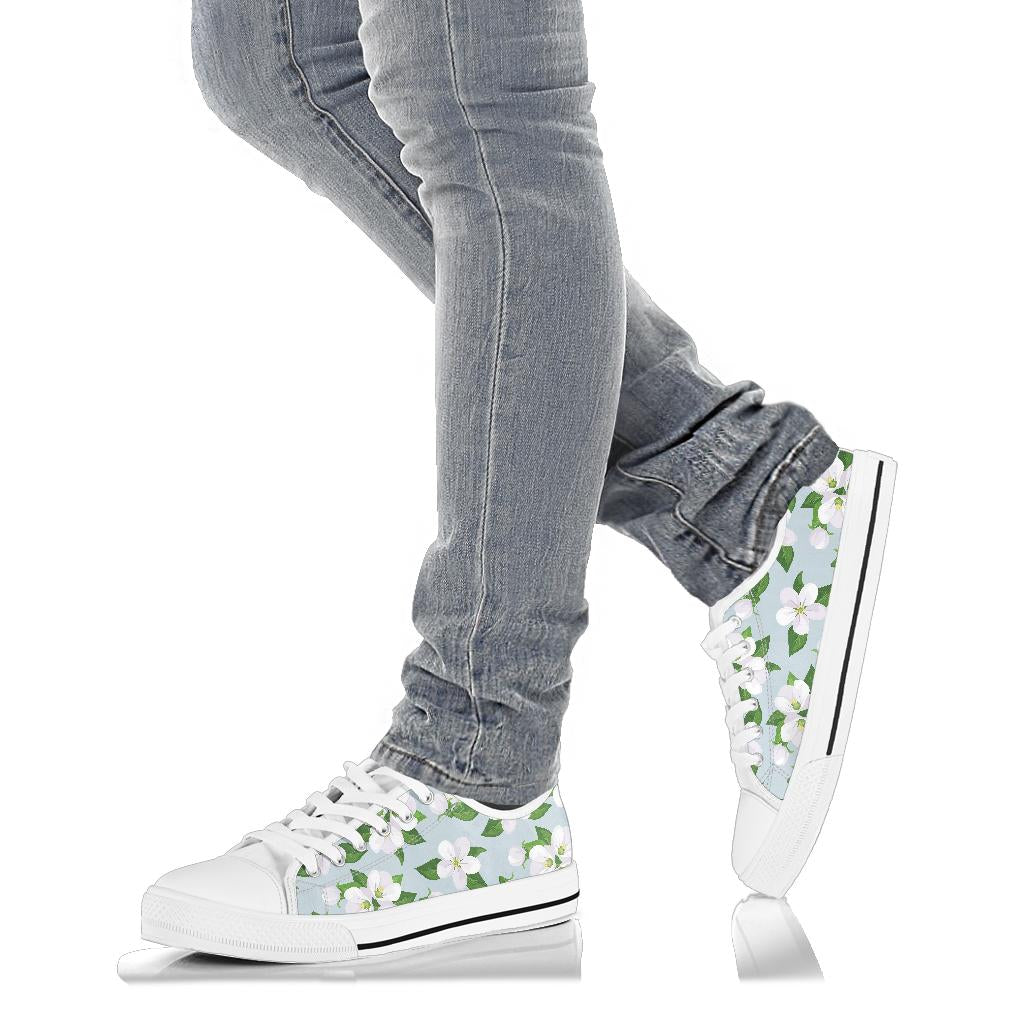 Apple blossom Pattern Print Design AB04 White Bottom Low Top Shoes