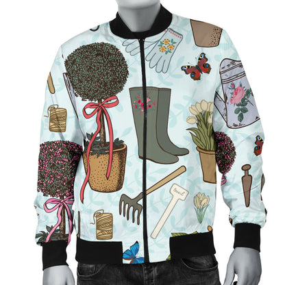 Gardening Pattern Print Design G01 Men Bomber Jacket