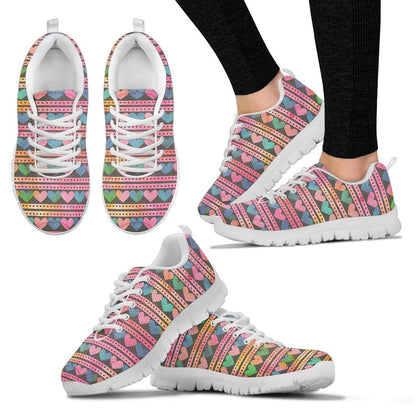 Heart Pattern Print Design HE010 Sneakers White Bottom Shoes