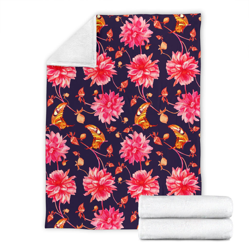 Dahlia Pattern Print Design DH03 Fleece Blanket