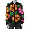 Hibiscus Pattern Print Design HB029 Women Bomber Jacket