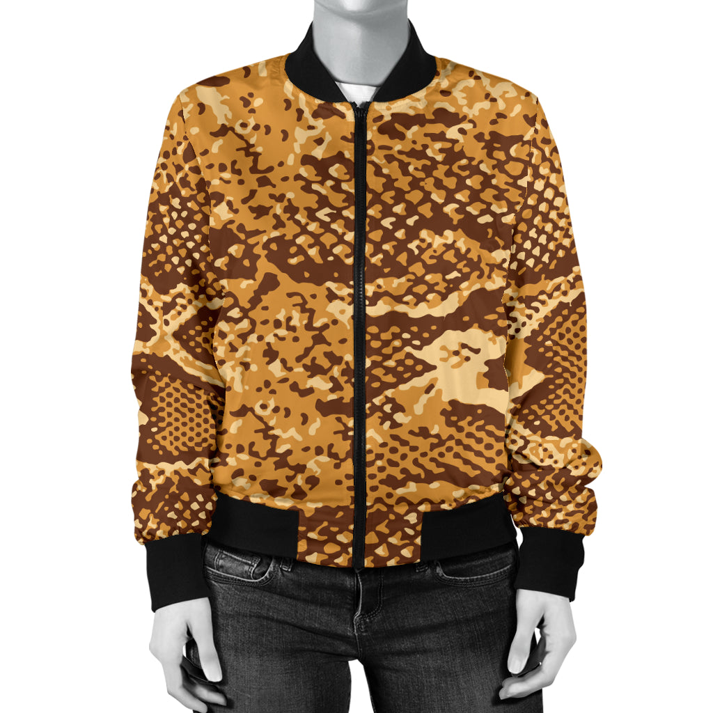 Python Brown Pattern Print Design A03 Women's Bomber Jacket