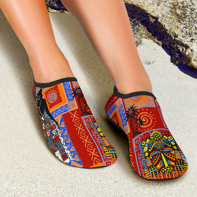 African Print Pattern Aqua Water Shoes