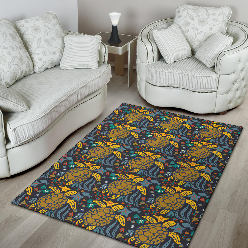 Sea Turtle Pattern Print Design T03 Area Rugs
