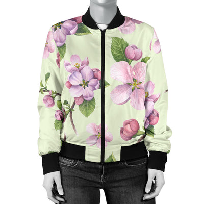 Apple blossom Pattern Print Design AB05 Women Bomber Jacket