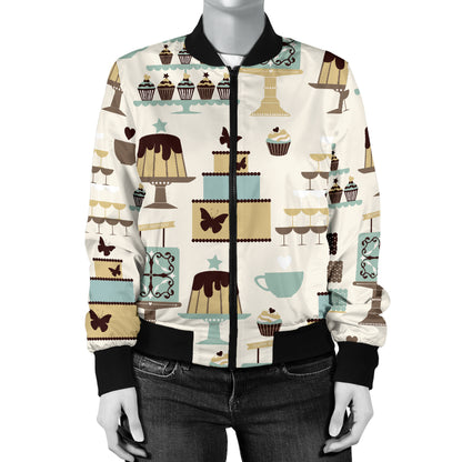 Cake Pattern Print Design 02 Women's Bomber Jacket