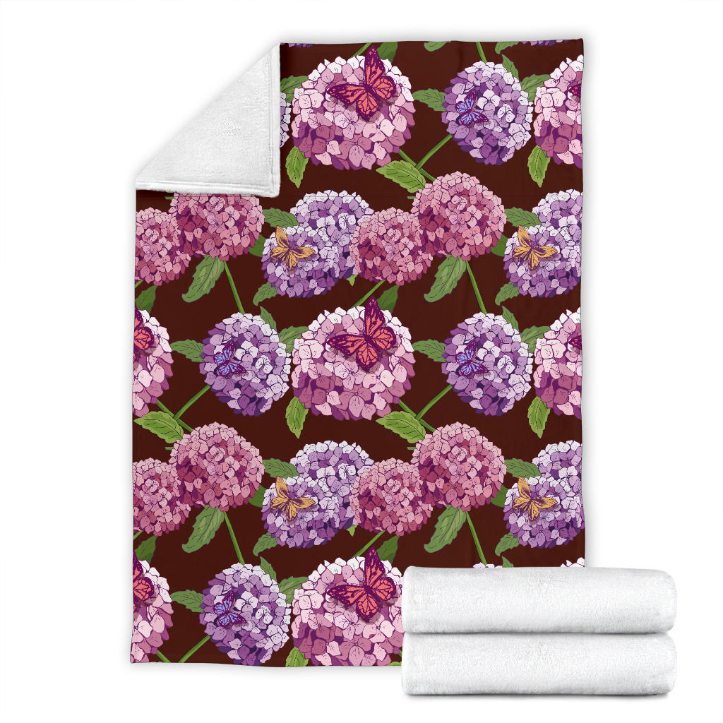 Hydrangea Pattern Print Design HD08 Fleece Blanket