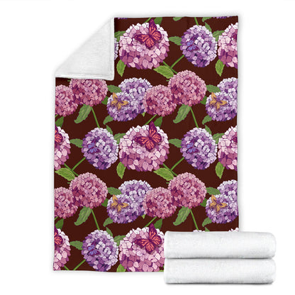 Hydrangea Pattern Print Design HD08 Fleece Blanket