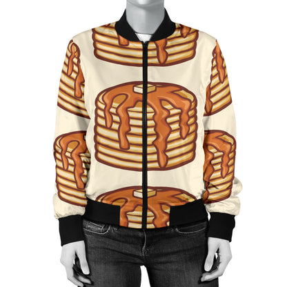 Pancake Pattern Print Design A02 Women's Bomber Jacket