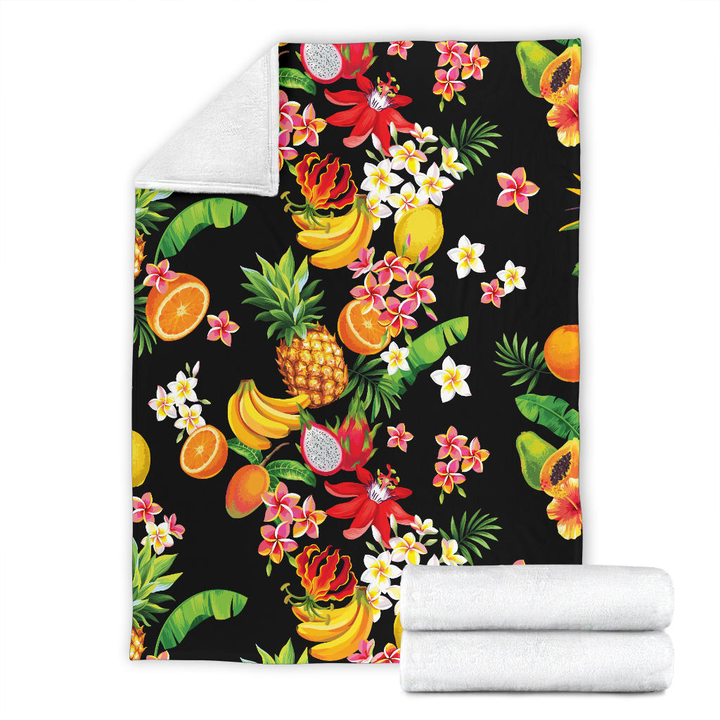 Tropical Fruits Pattern Print Design TF02 Fleece Blanket