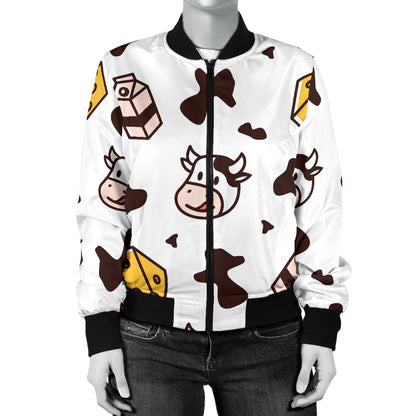 Cow Pattern Print Design 06 Women's Bomber Jacket