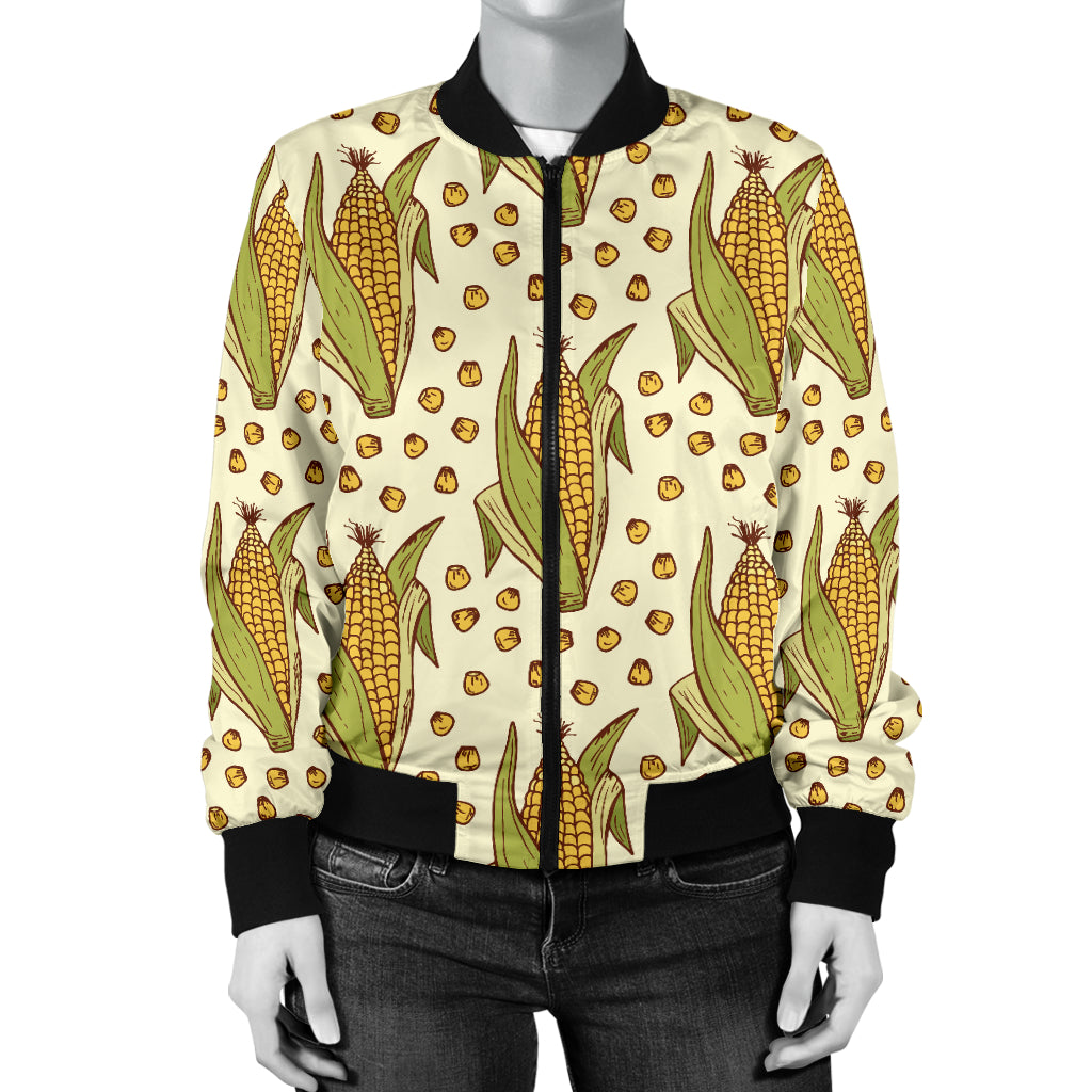 Corn Pattern Print Design 01 Women's Bomber Jacket
