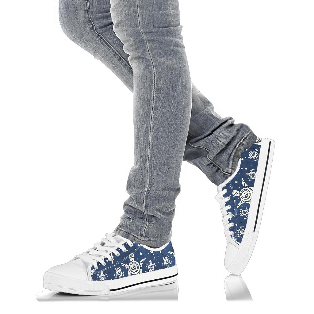 Sea Turtle Tribal White Bottom Low Top Shoes