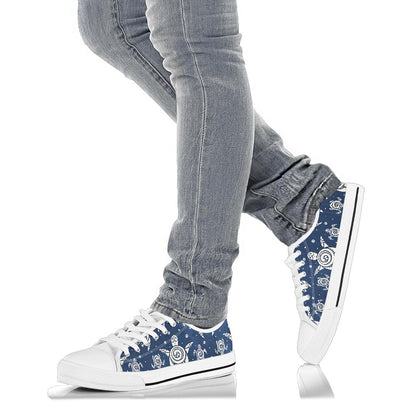 Sea Turtle Tribal White Bottom Low Top Shoes