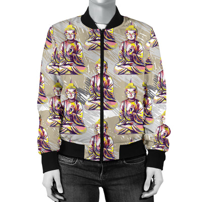 Buddha Pattern Print Design 07 Women's Bomber Jacket