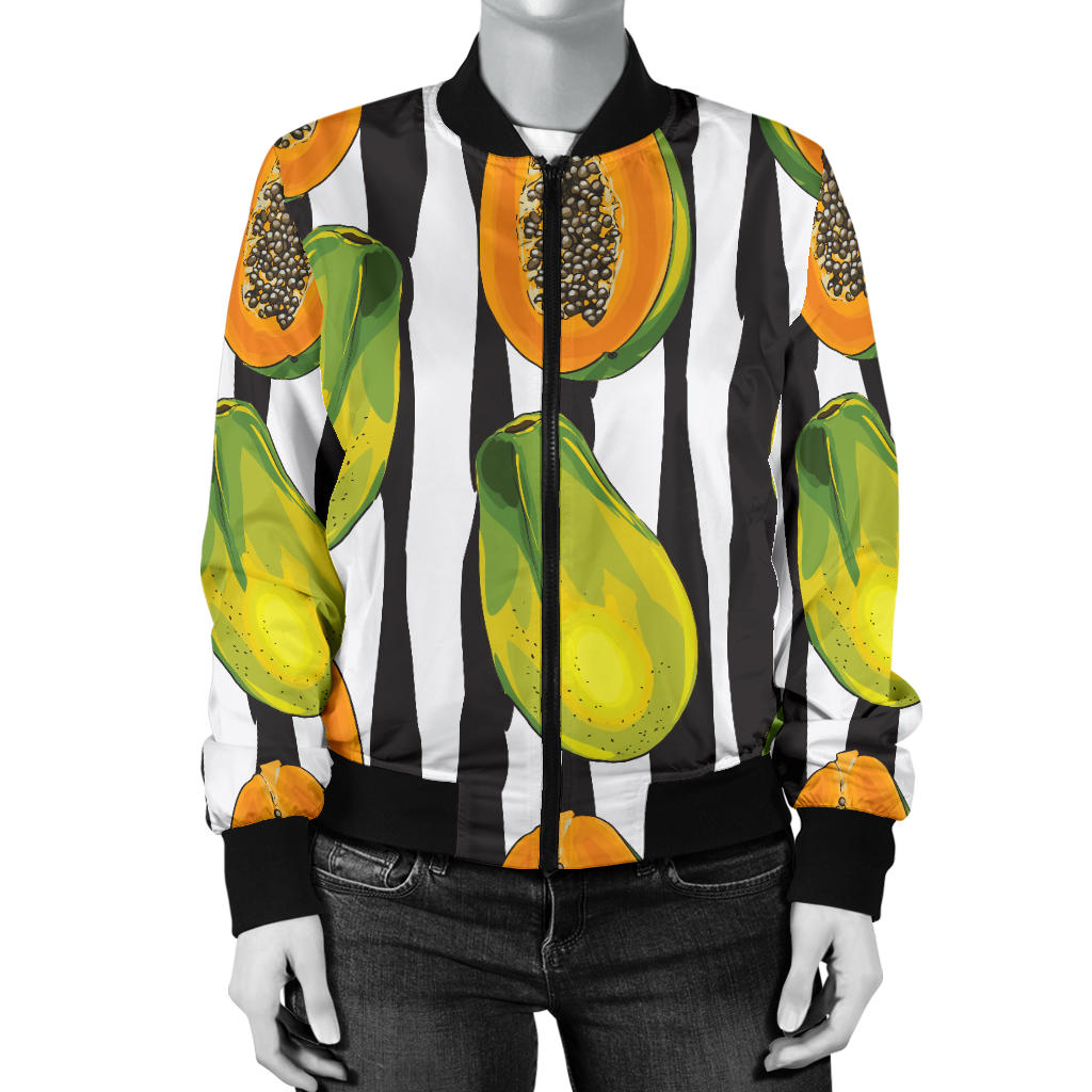 Papaya Pattern Print Design PP01 Women Bomber Jacket