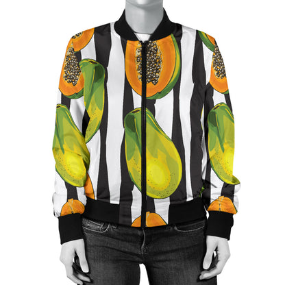 Papaya Pattern Print Design PP01 Women Bomber Jacket