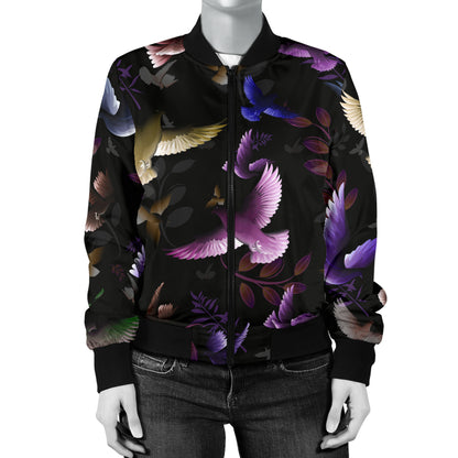 Pigeon Pattern Print Design 01 Women's Bomber Jacket