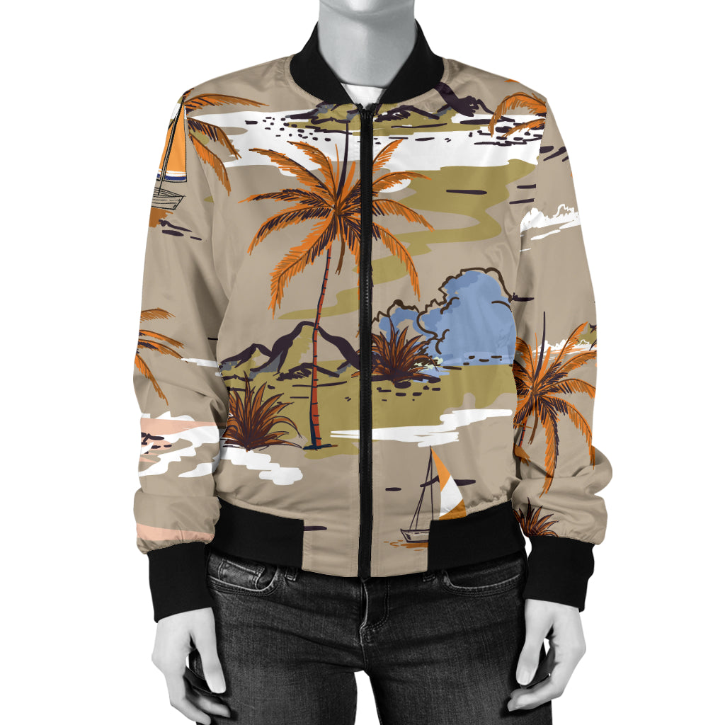 Pacific island Pattern Print Design A05 Women's Bomber Jacket